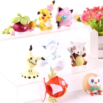 

8pcs/set Monsters Cubone Vulpix Hoothoot Mimikyu Jigglypuff Magikarp Bounsweet Action Figure Anime PVC Collection Model Toy