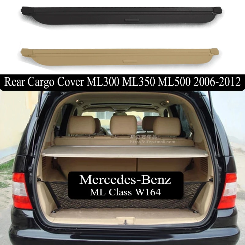 Car Retractable Rear Trunk Parcel Curtain Shelf for Benz W164 ML Class 2006-2012 Luggage Cargo Shield Cover Security Privacy Screen Auto Decoration Shelves Accessories 