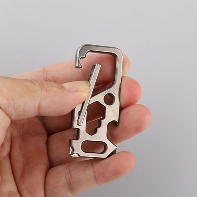 

Titanium Alloy Buckle Outdoor EDC Small Tool Keychain Pocket Titanium Buckles Screwdriver Wrench