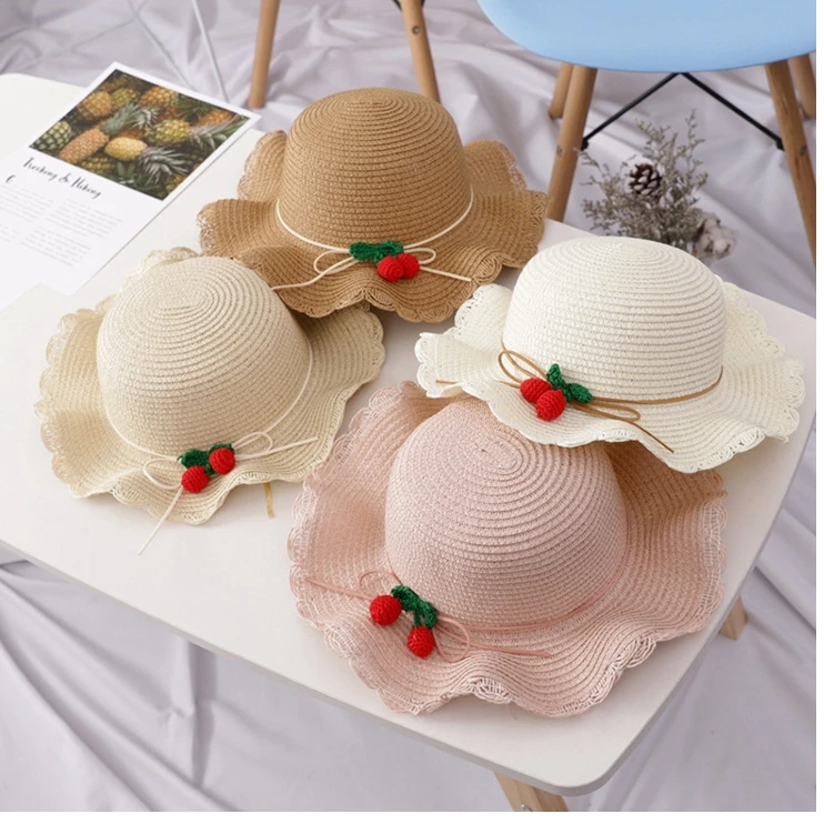 Летняя уличная соломенная шляпа от солнца для маленьких девочек, дышащая пляжная кепка с козырьком, Детская шляпа принцессы, комплект с сумкой