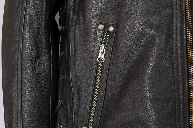 Модная мужская куртка из натуральной кожи, приталенная профессиональная мотоциклетная байкерская куртка из коровьей кожи с воротником-стойкой, пальто из натуральной кожи