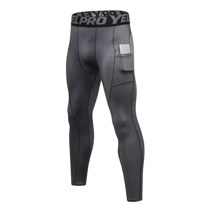 Быстросохнущие нижние строчки мужские брюки Мужское трико тренировка Высокоэластичный, для фитнеса брюки - Цвет: Серый