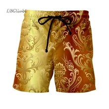 Новые великолепные шорты с золотым принтом Мужские шорты кэжуал модные мужские шорты Дышащая печать в формате HD ремесла, уличные тренды шорты