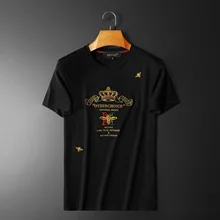 Ropa de algodón mercerizado para hombre, camisetas ajustadas coreanas con bordado de abeja, ropa con estampado de moda, Little Bee