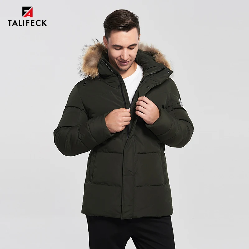 

2019 New Men Winter Parka Casual Padded Coat Hooded Jacket Parka Real Raccoon Fur Russian Winter Coats Men Thick Cotton Overcoat