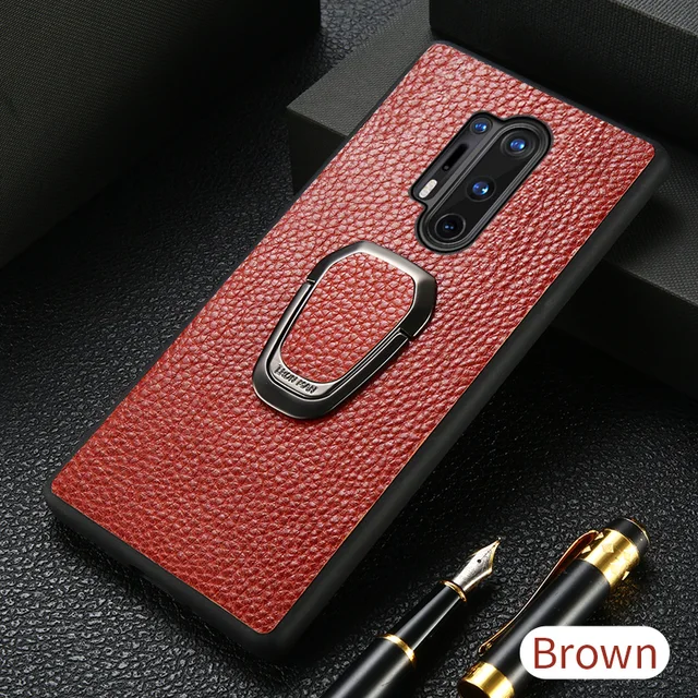 LANGSIDI Magneic ring phone case For oneplus 8 9 PRO 7 7T 8PRO 8T nord 2 N10 N100 ONE PLUS 9R 6 6T Genuine leather cover funda Auburn