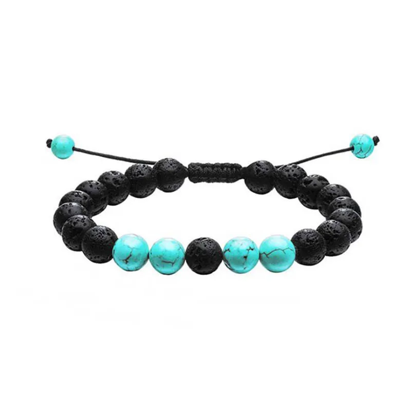 Blue Fashion Natural Volcanic Rocks Beads Adjustable Bracelet Bangle Jewelry Gift - Окраска металла: Blue