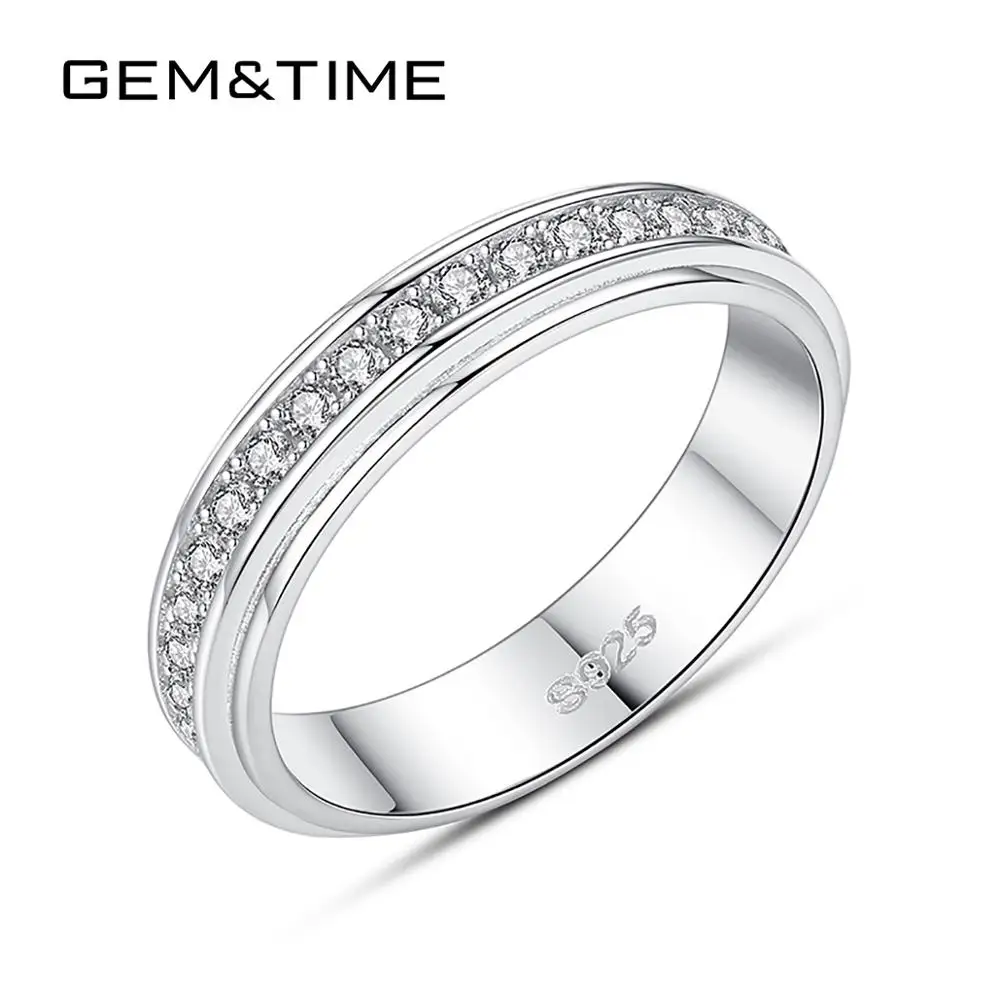 

Gem&Time Cubic Zirconia Lover's Ring Sterling 925 Silver Stackable Rings For Women Anniversary Promise Ring Jewelry SR0371