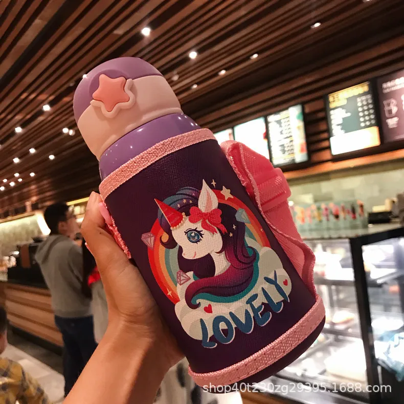 Purple pony Звезда крышка нержавеющая сталь детский чайник соломы Изолированные чашки милый мультфильм стаканчик для воды для мужчин и женщин - Color: Purple pony