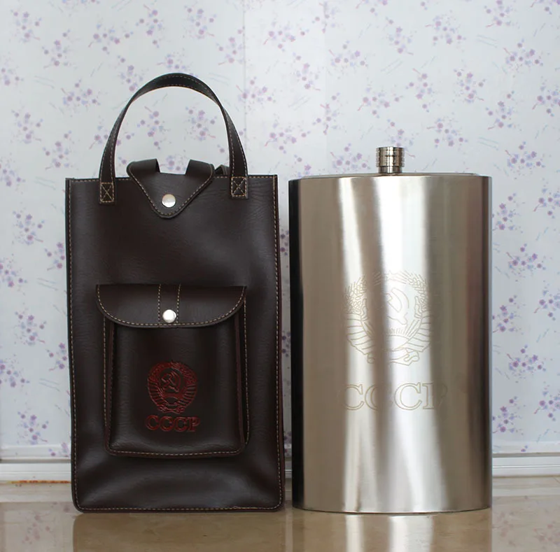 

Factory Wholesale Russia Extra Large Hip Flask 178 Oz Outdoor Sports Stainless Steel Hip Flask Pounds with Leather Cover