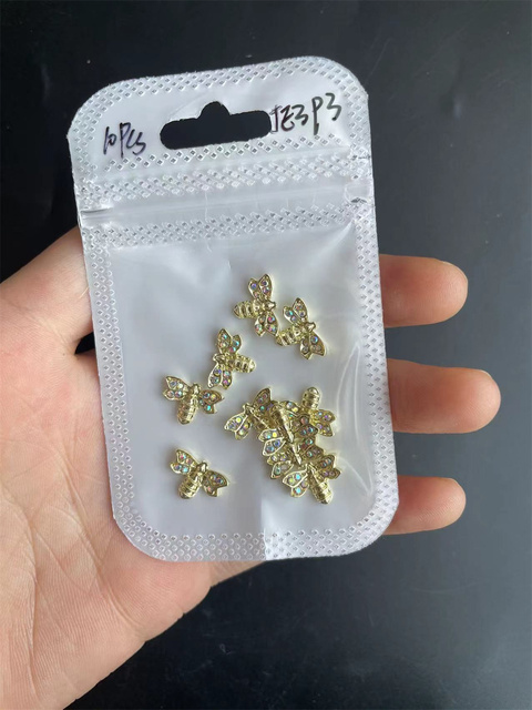 3D Alloy Nail Art Charms Crystal Rhinestone Colorful Flower/Bee Royal Diamonds Jewelry Vividly Luxury Metal Nail Supply J3