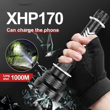 

High power xhp170 led flashlight 18650 torch rechargeable Zoom Lantern xhp70 p50 USB Tactical flashlights hunting fishing lamp