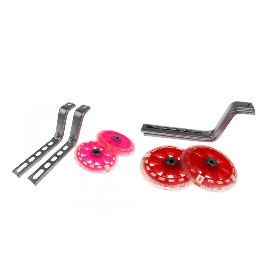 4 Pieces Kids Bicycle Stabilisers Cycle Children Training Wheels Red Pink Suits 12- 20 Inch Wheel Bicycle