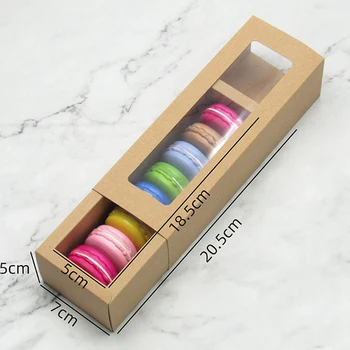 

Macaron Transparent Window Box Kraft Paper Drawer Box Baking Biscuit Moon Cake Food Packaging Box