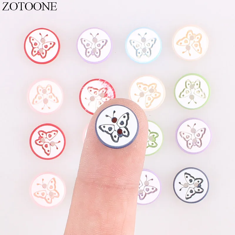 

ZOTOONE 100PCS Handmade Plastic Round Butterfly Buttons Noel Accessories Scrapbooking for Clothing DIY Craft Decoration Button E