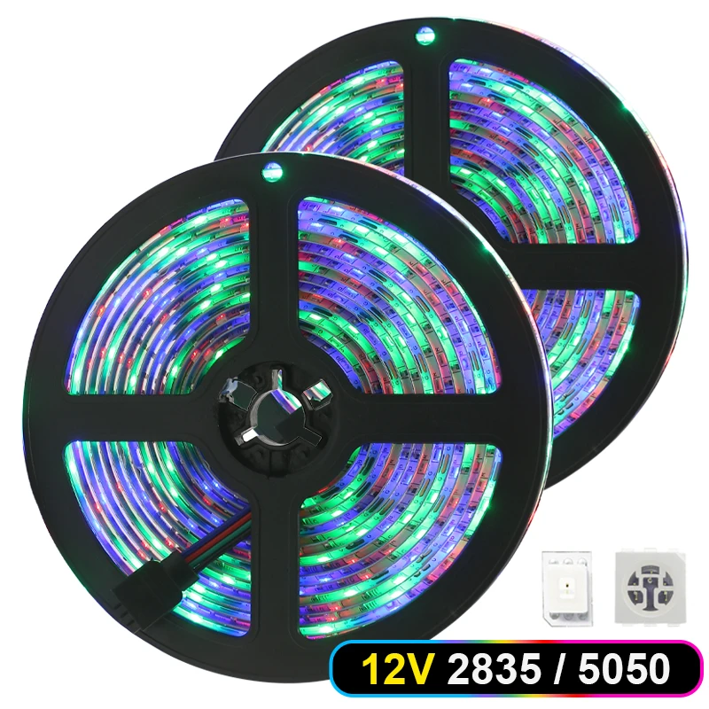 2835 5050 SMD 60 светодиодный/M Водонепроницаемая гибкая светодиодный ная лента GRB 12 В