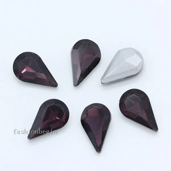 violet 20p 6x10 мм слеза с заостренным фольгированным дном назад стеклянный модный Камень Кристалл Стразы дизайн ногтей украшение ожерелье брошь ремонт ювелирных изделий - Цвет: violet