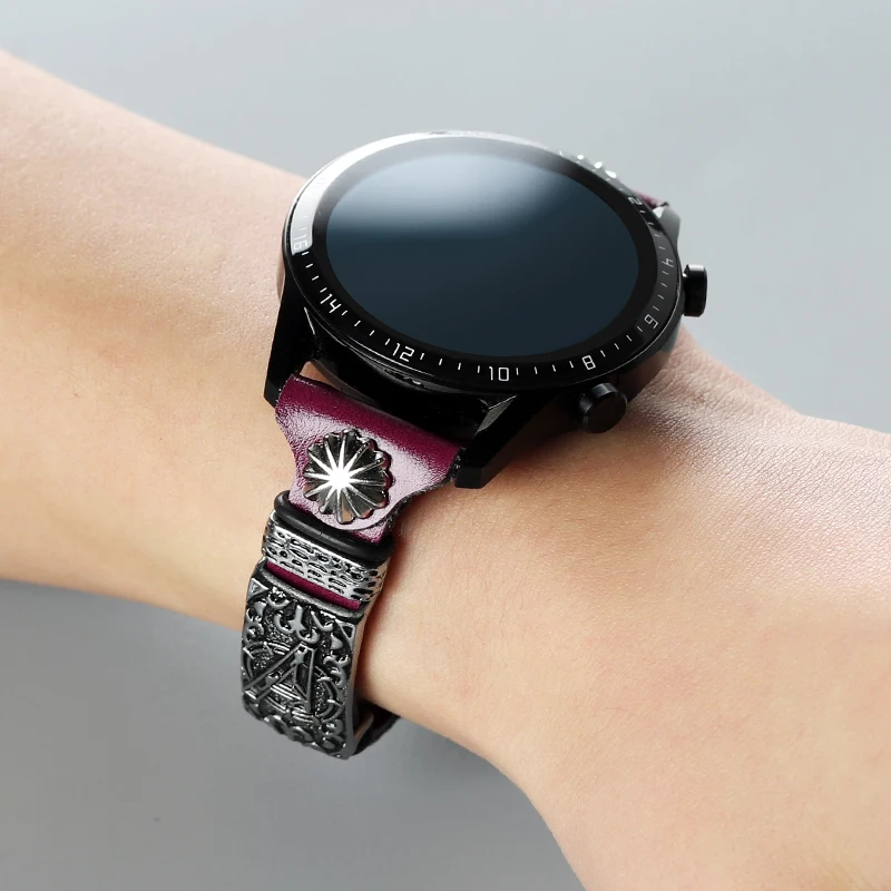 22 мм ремешок для часов HUAWEI WATCH GT 2 ремешок Honor Magic watch 2 ремешок samsung gear S3 Frontier galaxy watch 46 мм кожаный ремешок
