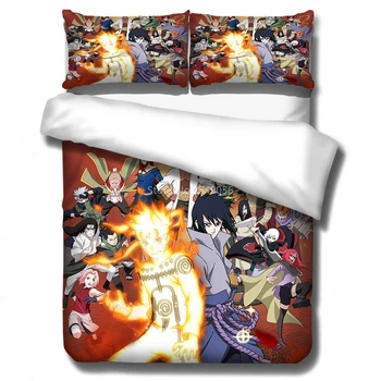 

New 3D NARUTO Pattern Duvet Cover with Pillowcase Cartoon Bedding Sets Single Double Twin Full Queen King Size for Bedroom Decor