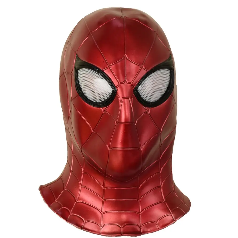 only mask Человек-паук далеко от дома Дышащий Латекс Маска Косплей Железный супергероя-паука шлем маска головной убор полное лицо с перчатками - Цвет: only mask