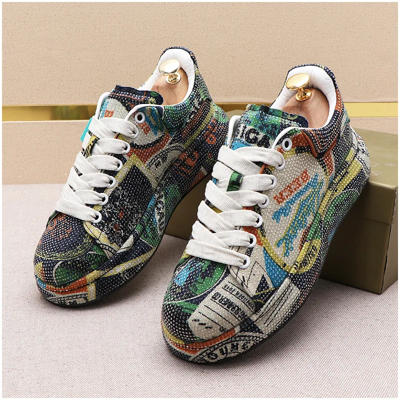 Men's Spikes Embroidery High Top Punk Rock Sneakers Shoes Flats