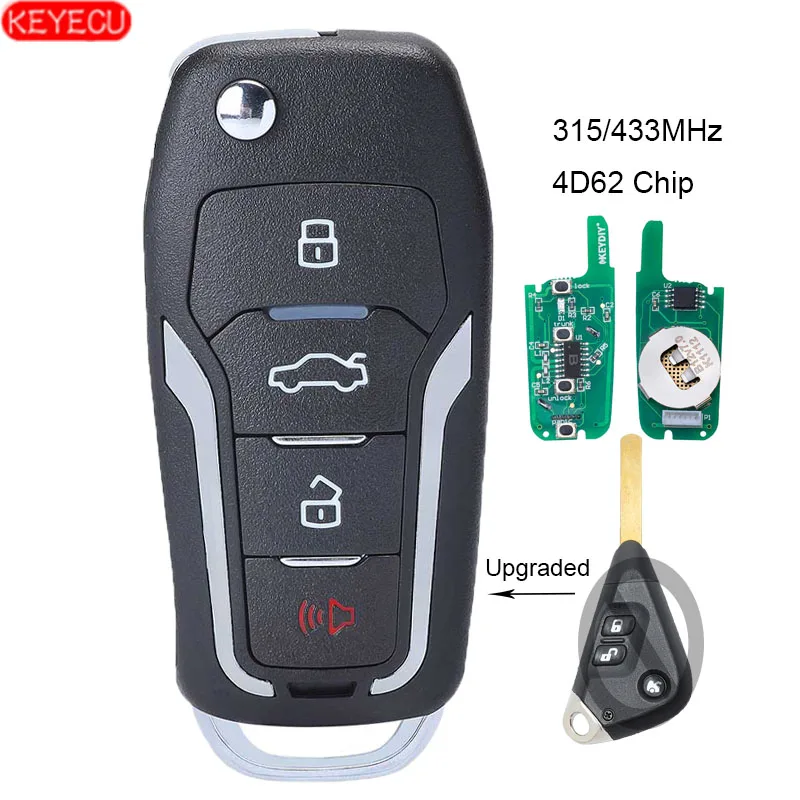 KEYECU UPGRADED FLIP REMOTE CAR KEY FOB 315/433MHZ 4D62 CHIP 3 BUTTON FOR SUBARU OUTBACK LIBERTY IMPREZA WRX FORESTER 2003-2009