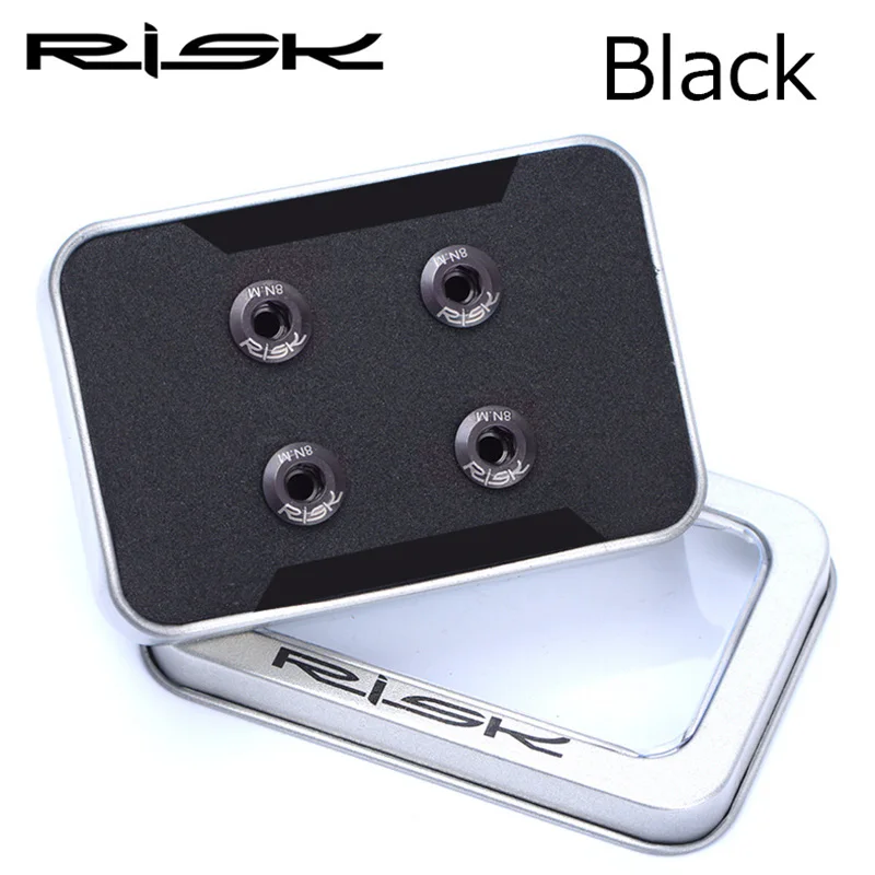 Black Risk, 4 шт., титановый сплав, велосипедная цепь, крепежные винты, болты M8* 10 мм, для DURA-ACE/ULTEGRA, запчасти для шоссейного велосипеда - Цвет: Black