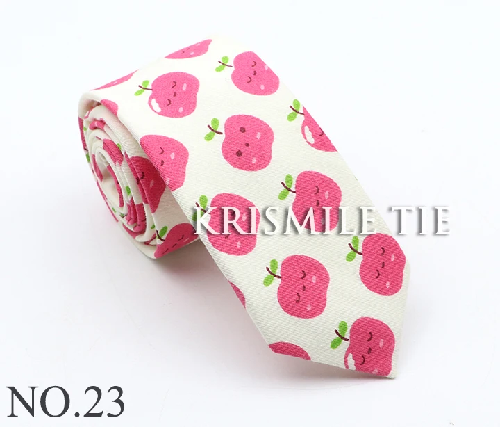 Neue männer Cartoon Print Krawatte Für Männer Frauen Dünne Bunte Baumwolle Krawatte Ente Bär Banane Früchte 6CM Schmale lustige Cravate Geschenk – Detail 26