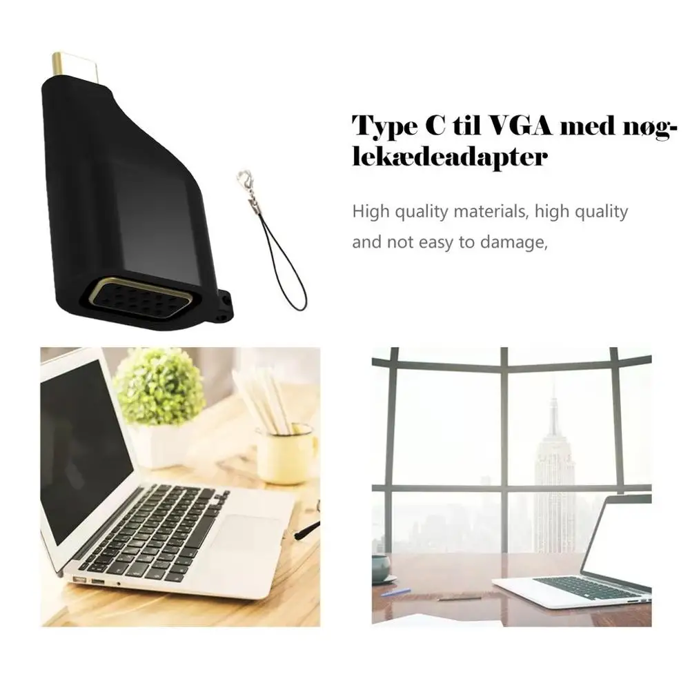 Тип C к VGA 4K 60Hz адаптер Usb C к Vga конвертер мужчин и женщин с брелок стиль черный