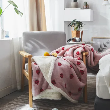 

Cute Print Pattern Flannel Thicken Blanket Super Soft Warm Household Plush Fleece Blanket Portable Home Textile Wool Blanket