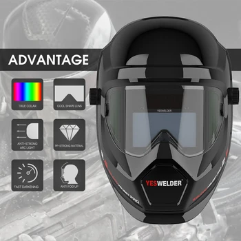 

YESWELDER Auto Darkening Welding Helmet Solar Powered Anti Fog Up True Color Weld Mask with Side View for TIG MIG ARC LYG-S400S