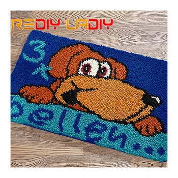 

Latch Hook Rug Kits Crocheting Carpet Rug Puppy Dog Acrylic Yarn Pre-Printed Canvas Cushion Mat DIY Crochet Tapestry Art Crafts