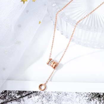 

Necklace for women crystal pendant necklace Kpop long chain jewelry stainless steel necklaces rose gold ring jewellery choker