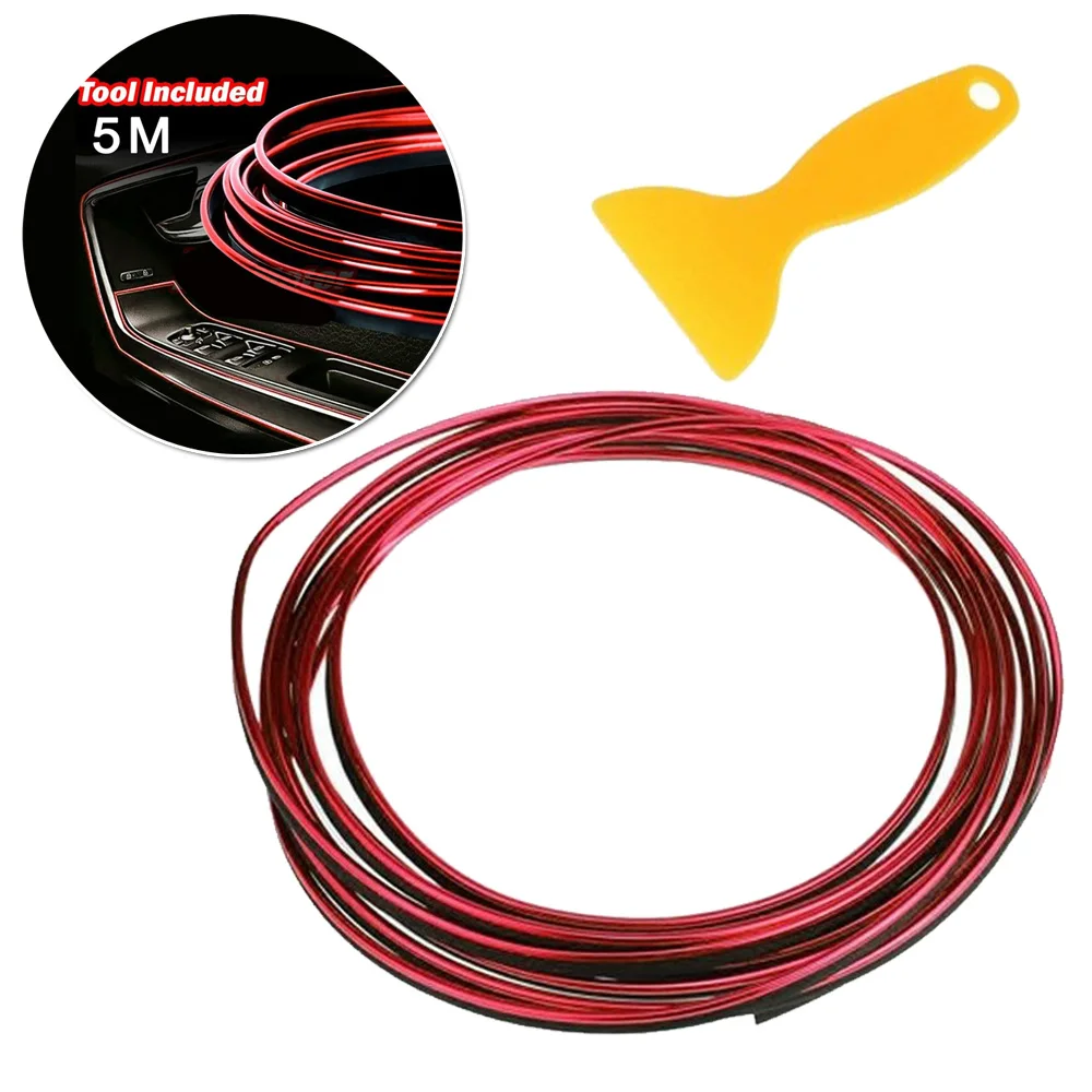 1 х 5 м красный авто Интерьер двери зазор края линии вставки молдинг отделка полосы декоры