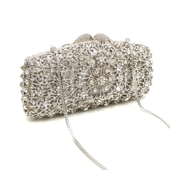 

Classical women evening party bag bridal wedding shining diamond elegant clutches hollow out African crystal bag purses