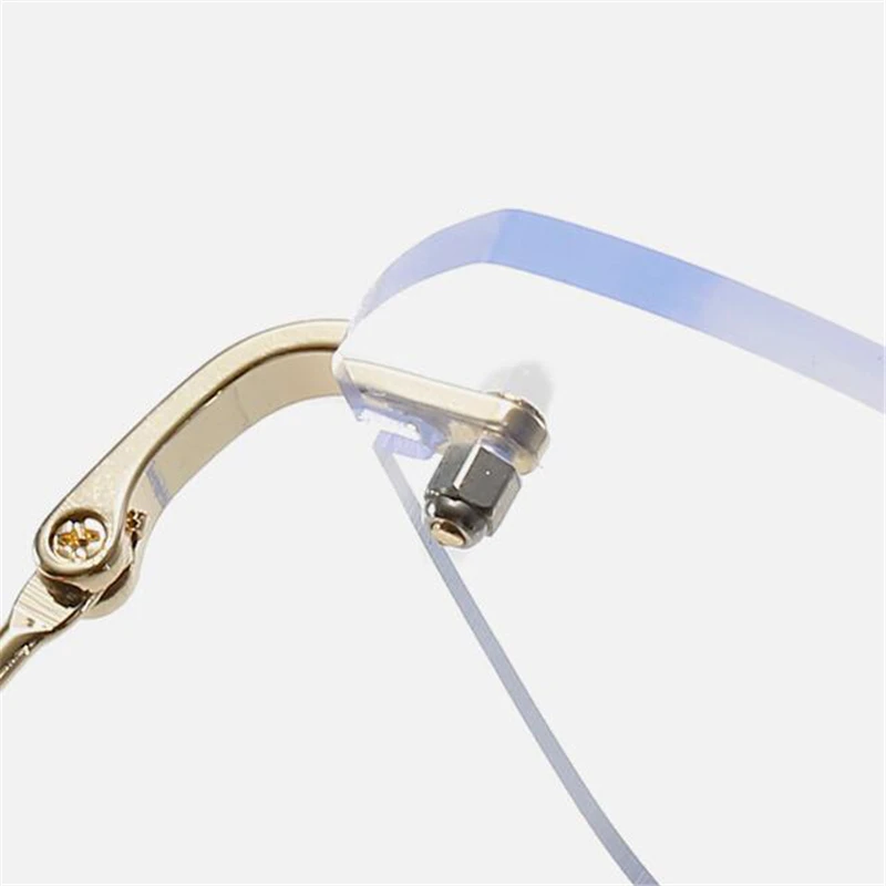 Ultralight Frameless Polygon  Blue Light Blocking Myopia Glasses Finished Women Oversized Diopter Eyeglasses 0 -0.5 -1.0 To -4.0 6