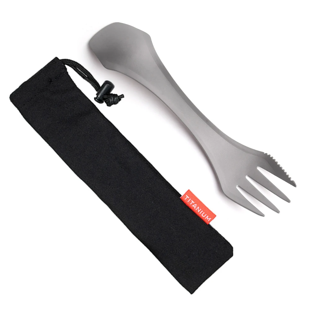 2 в 1 Spork Титановая Ложка Вилка для пикника на открытом воздухе походная посуда