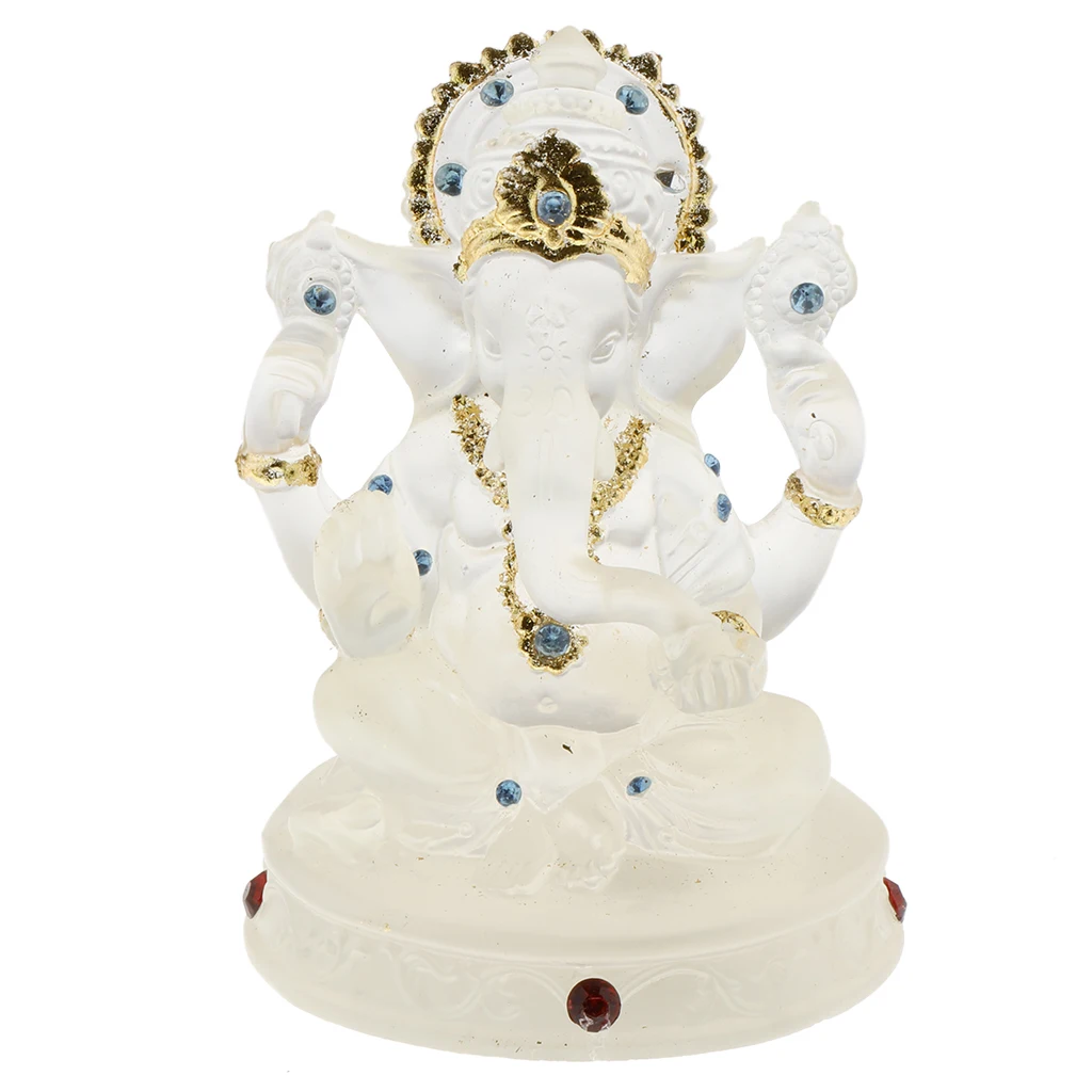 Blessing Statue For Car Home Decor Gift Transparent 2.24 X 1.65 3.11inch Lord Ganesh Elephant God Resin Sculpture Ornament | Дом и сад
