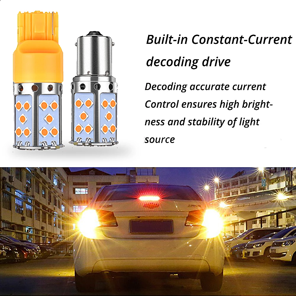 1PCS P21W LED 1156 BA15S PY21W BAU15S 35SMD Car Reserve Lamp Auto Styling Brake Light Turn Signal Bulb 12V License Plate Lights
