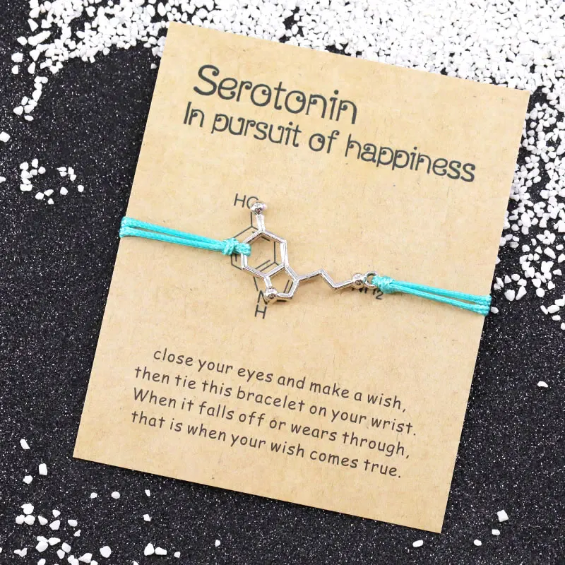Молекула серотонина браслеты желаний 5-HT браслет с молекулами гормонов, браслет с молекулами, браслет для умственного здоровья, химический браслет, ювелирные изделия для медсестры - Окраска металла: Green
