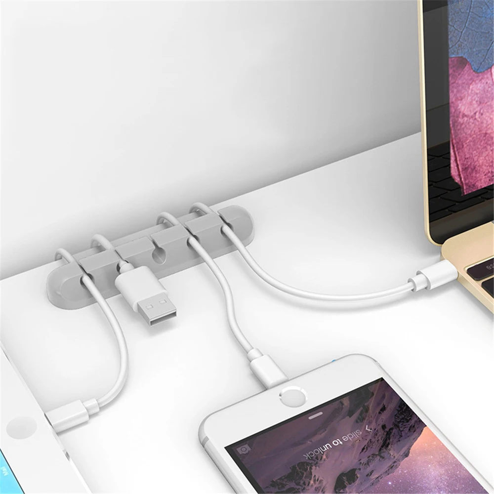 Cable USB de silicona, organizador de auricular Clip cargador de Cable de datos soporte de línea de coche Cable Keeper Cable Accesorios de escritorio de oficina