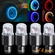 Accessoires Auto Cool, fournitures de vélo, Valve de pneu LED stroboscopique bleu néon Caps 4PCS