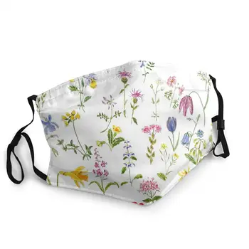 

Botanical Colorful Countryside Wildflowers Watercolor Mouth Face Mask Fabric Flower Anti Haze Protection Mask Mouth Muffle