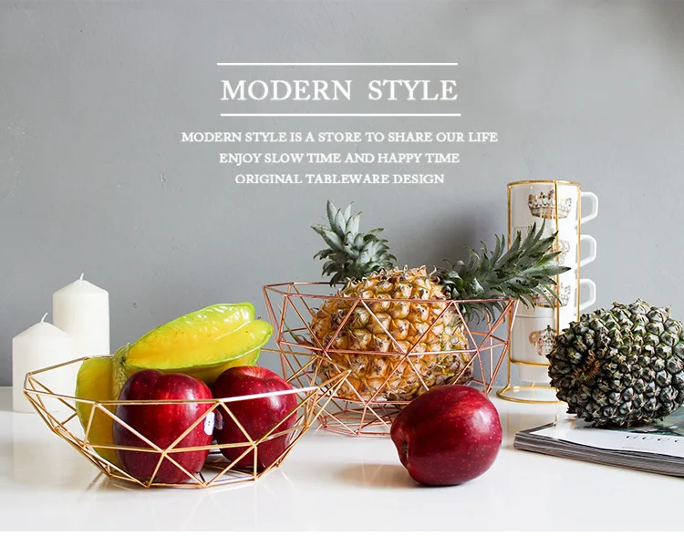 Creative Hollow Iron Fruit Basket Storage Platter Container For Snack Household Desktop Organizer Brief Decoration Individuality