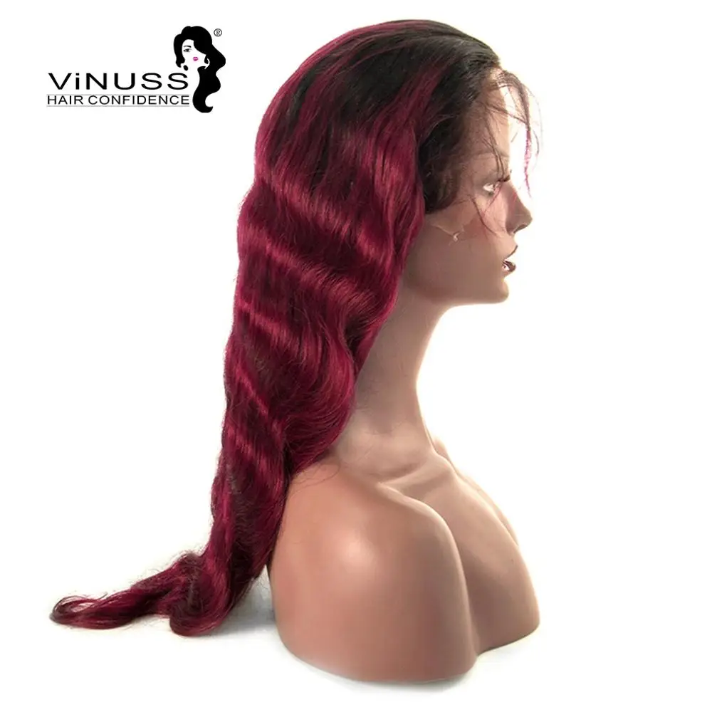 Vinuss парик из человеческих волос T1B/99J объемная волна 360 кружевной парик предварительно выщипанный с детскими волосами