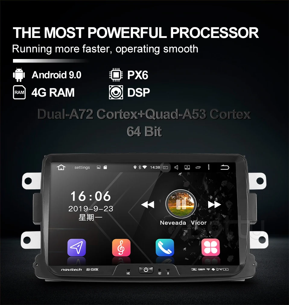 Asottu DA601 android 9,0 PX6 автомобильный dvd для Renault Duster Dacia Sandero Captur Lada Xray 2 Logan Навигатор Автомобильный gps плеер