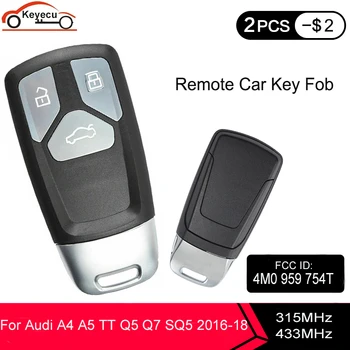 

KEYECU Smart Remote Car Key Fob 3 Buttons for Audi A4 A5 Q7 SQ7 TT 2017 2018 2019 315MHz 8S0 959 754, 433MHz 4M0 959 754T