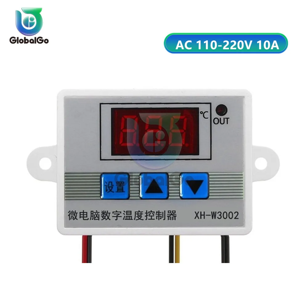 XH W3001 W3002 W3230 Температура контроллер 12V 24V 220V цифровой светодиодный термометр термо контроллер датчик переключения максимум 10 А NTC10K - Цвет: W3002 10A 220V