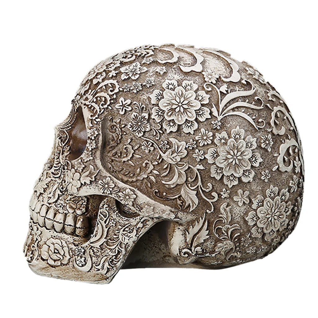 Non-Toxic Durable Resin Lifesize Replica Model Skull Figurine for Cafe Bar Decoration Costume Parties Accessory