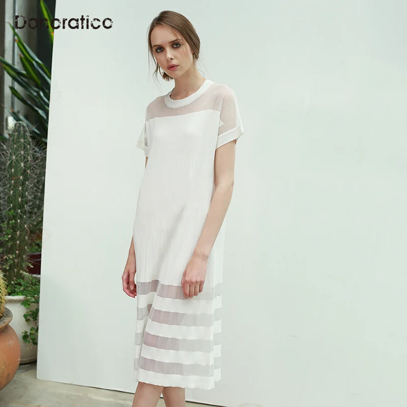 Donoratico women's dress elegant translucent dress noble elegant comfortable striped